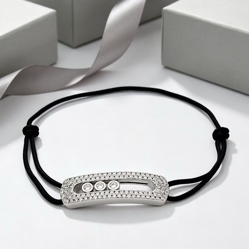 [Aura Jewelry]Care(Large-4mm) pink cord pavé bracelet