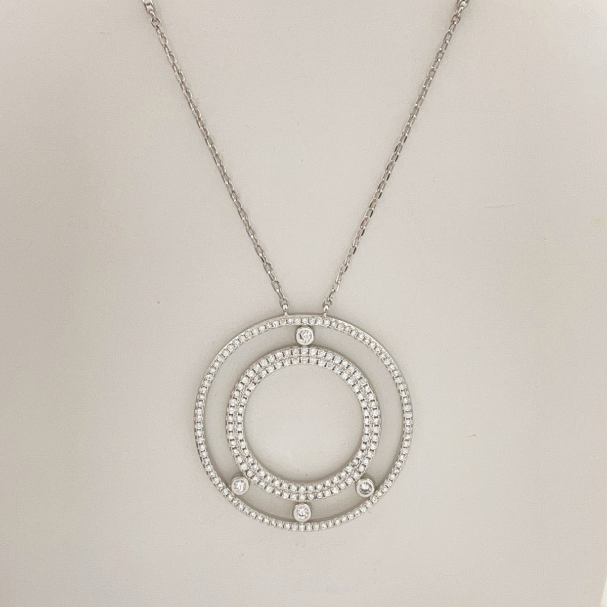 [Aura Jewelry] Move Romane Pavé Diamond Sliding Circle Long Necklace