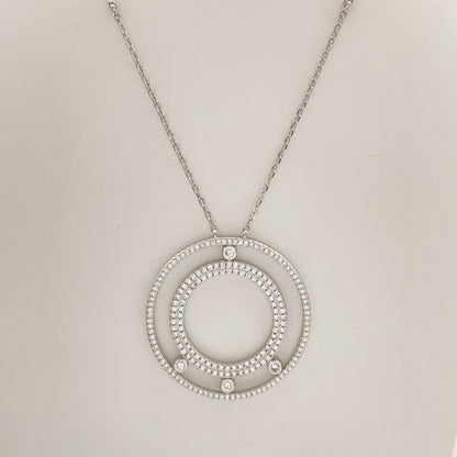 [Aura Jewelry] Move Romane Pavé Diamond Sliding Circle Long Necklace