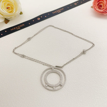 [Aura Jewelry] Move Romane Pavé Diamond Sliding Circle Long Necklace