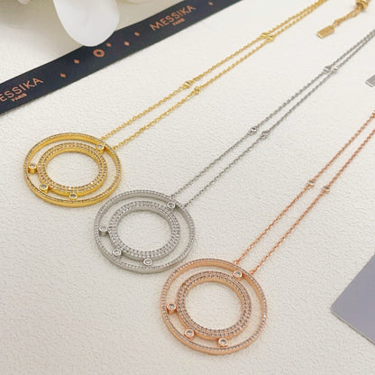[Aura Jewelry] Move Romane Pavé Diamond Sliding Circle Long Necklace