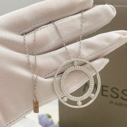 [Aura Jewelry] Move Romane Pavé Diamond Sliding Circle Long Necklace