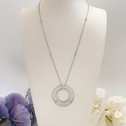 [Aura Jewelry] Move Romane Pavé Diamond Sliding Circle Long Necklace