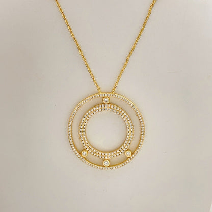 [Aura Jewelry] Move Romane Pavé Diamond Sliding Circle Long Necklace