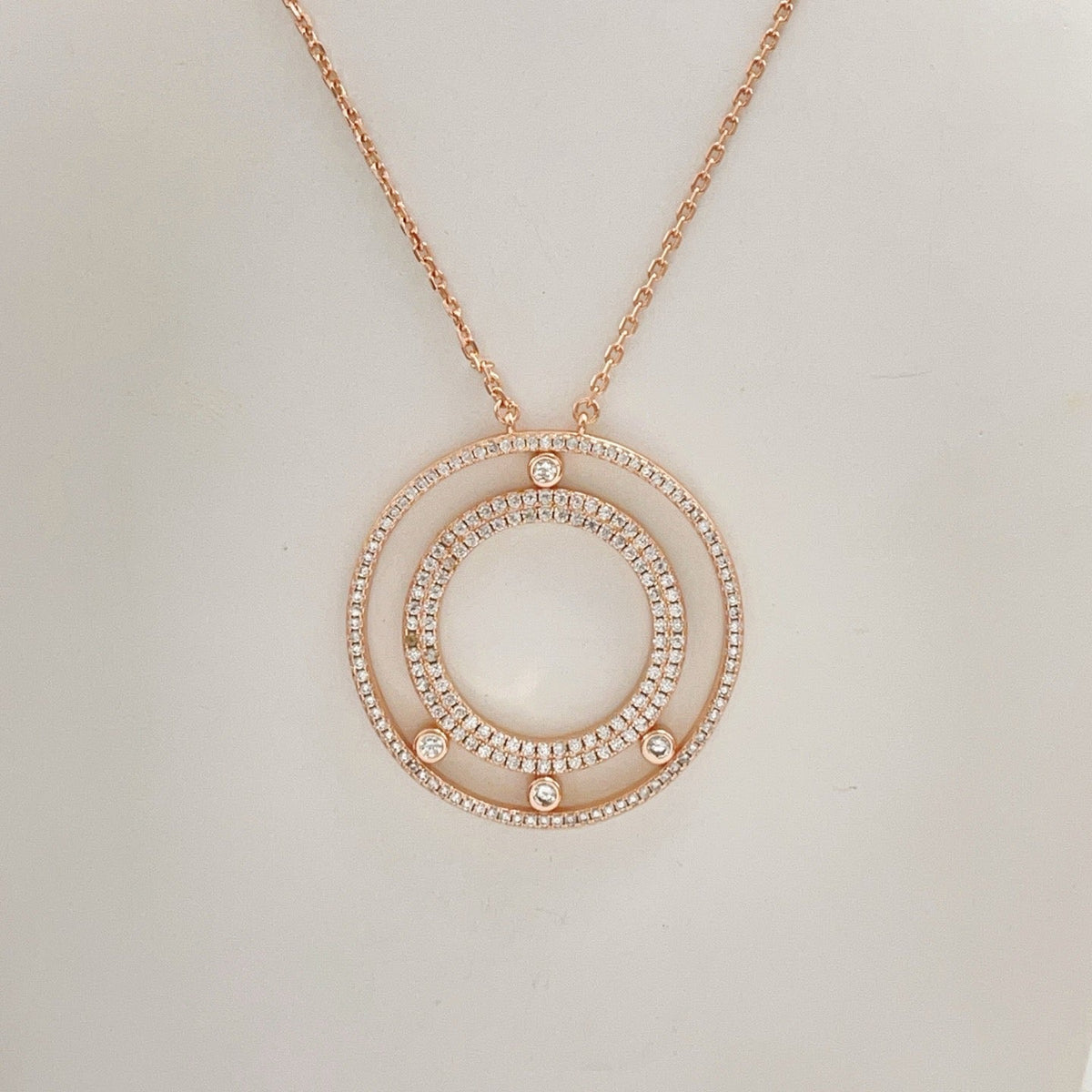[Aura Jewelry] Move Romane Pavé Diamond Sliding Circle Long Necklace