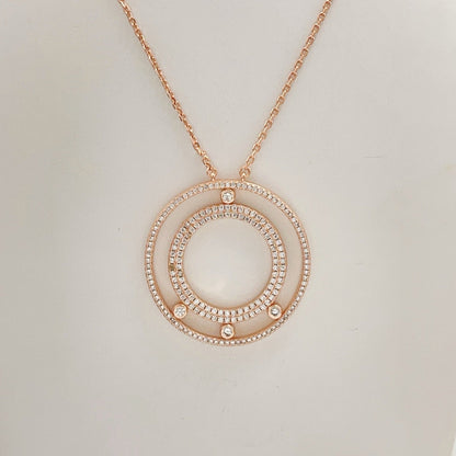 [Aura Jewelry] Move Romane Pavé Diamond Sliding Circle Long Necklace