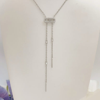 [Aura Jewelry] Moderniste Pavé Diamond Lariat Tie Necklace