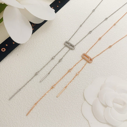 [Aura Jewelry] Moderniste Pavé Diamond Lariat Tie Necklace