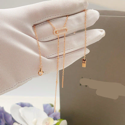 [Aura Jewelry] Moderniste Pavé Diamond Lariat Tie Necklace