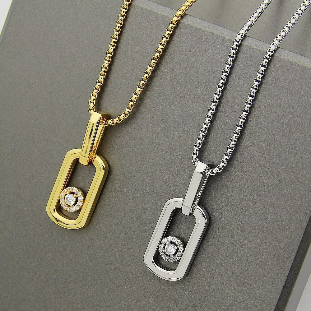 [Aura Jewelry]So Move Paper‑Clip Sliding Diamond Necklace