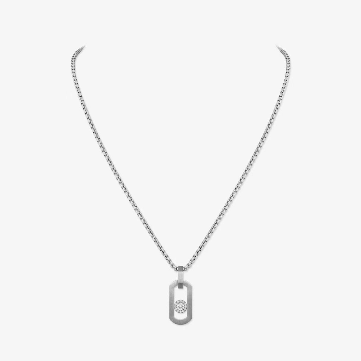 [Aura Jewelry]So Move Paper‑Clip Sliding Diamond Necklace