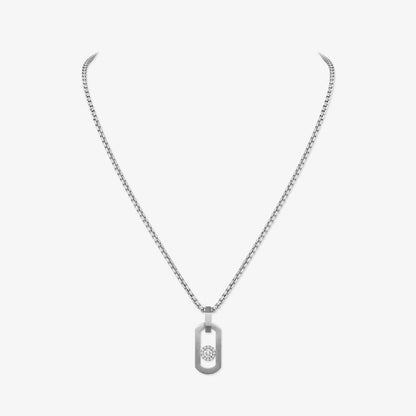 [Aura Jewelry]So Move Paper‑Clip Sliding Diamond Necklace