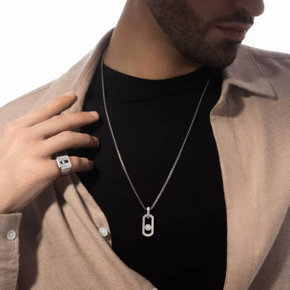 [Aura Jewelry]So Move Paper‑Clip Sliding Diamond Necklace