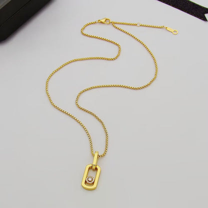 [Aura Jewelry]So Move Paper‑Clip Sliding Diamond Necklace