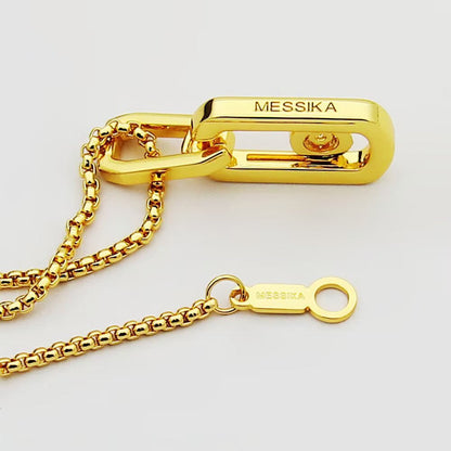 [Aura Jewelry]So Move Paper‑Clip Sliding Diamond Necklace
