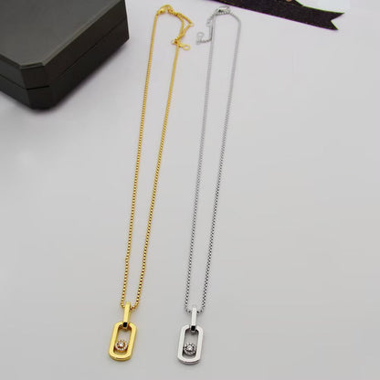 [Aura Jewelry]So Move Paper‑Clip Sliding Diamond Necklace