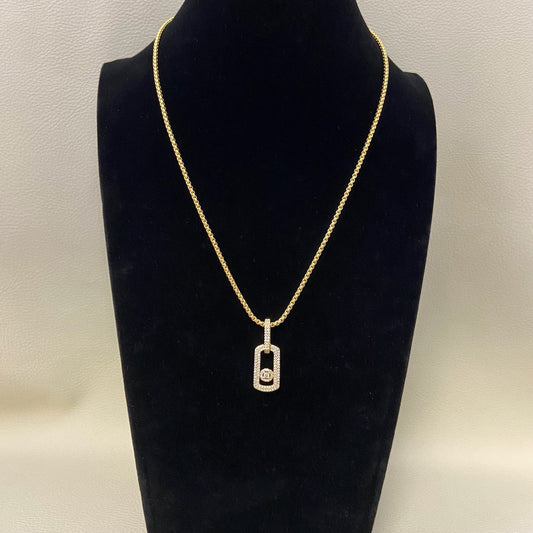 [Aura Jewelry] So Move Diamond‑Set Paper‑Clip Sliding Necklace
