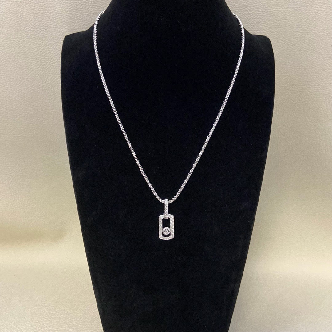 [Aura Jewelry] So Move Diamond‑Set Paper‑Clip Sliding Necklace