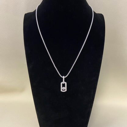 [Aura Jewelry] So Move Diamond‑Set Paper‑Clip Sliding Necklace