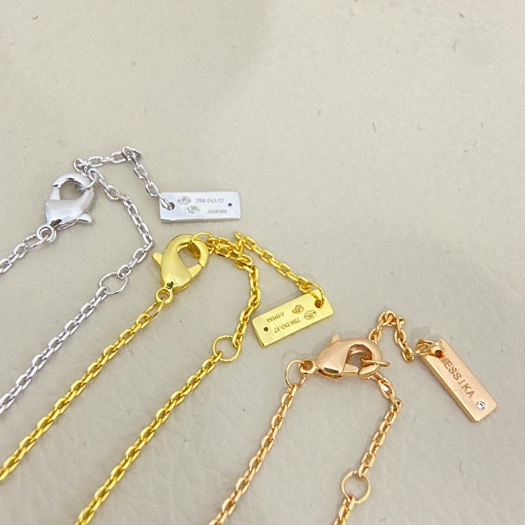 [Aura Jewelry] Baby Move Pavé Diamond‑Set Three‑Stone Sliding Necklace