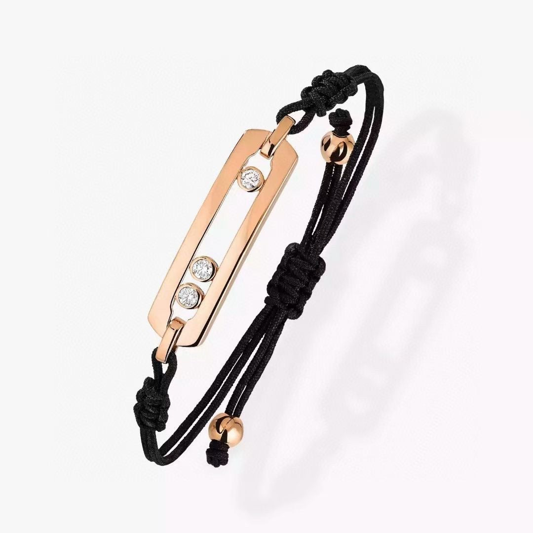 [Aura Jewelry]Messika Move Bracelet, Black Cord with 3 Moving Stones