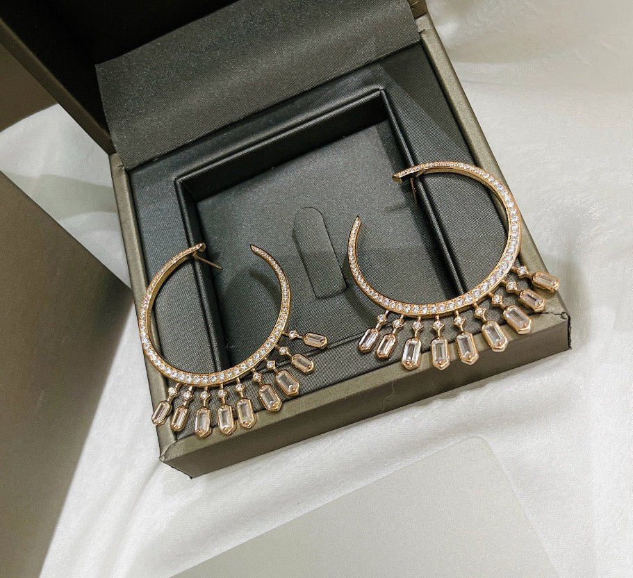 [Aura Jewelry] Kate Moss Tassel Hoop Earrings