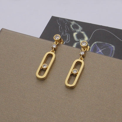 [Aura Jewelry] Move Uno Drop Earrings, Movable Stone