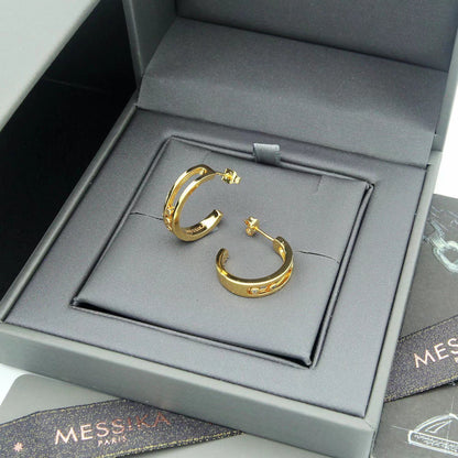 [Aura Jewelry] Move Double Hoop Earrings, 3 Movable Stones