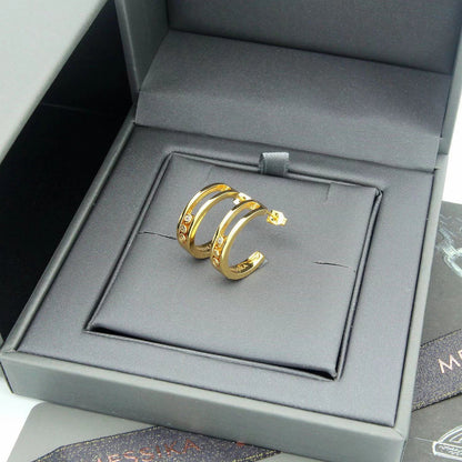 [Aura Jewelry] Move Double Hoop Earrings, 3 Movable Stones