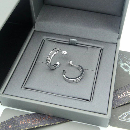 [Aura Jewelry] Move Double Hoop Earrings, 3 Movable Stones