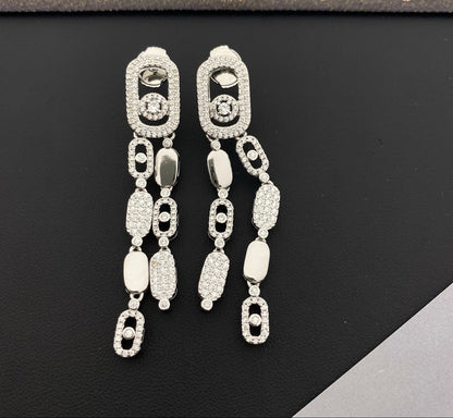 [Aura Jewelry] Move Link Long Tassel Earrings, Movable Stones