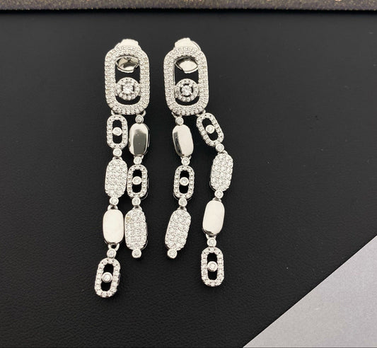 [Aura Jewelry] Move Link Long Tassel Earrings, Movable Stones
