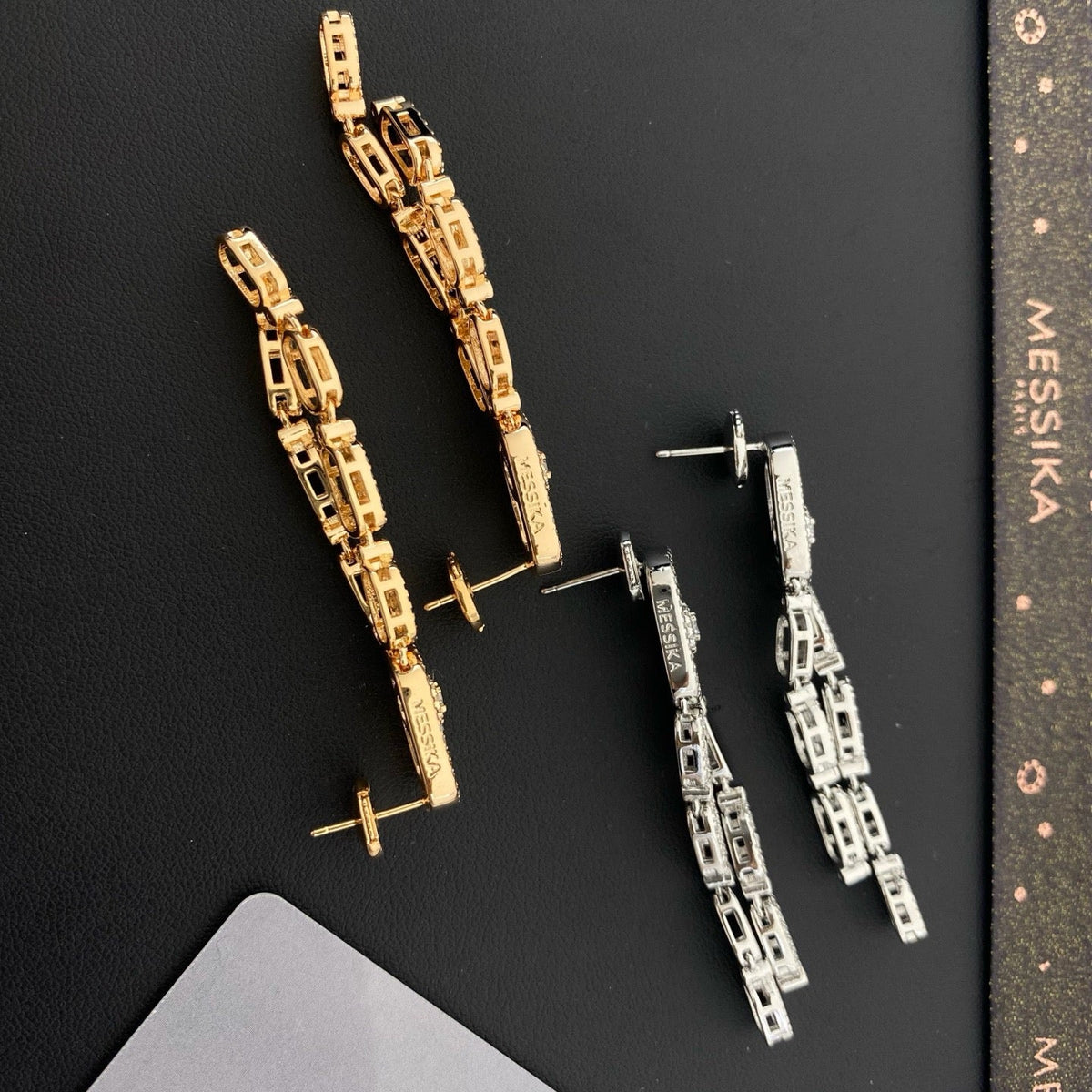 [Aura Jewelry] Move Link Long Tassel Earrings, Movable Stones