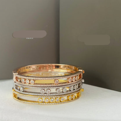 [Aura Jewelry]Move Classique 7‑Moving‑Diamond Bangle, Double‑Row Pavé Setting