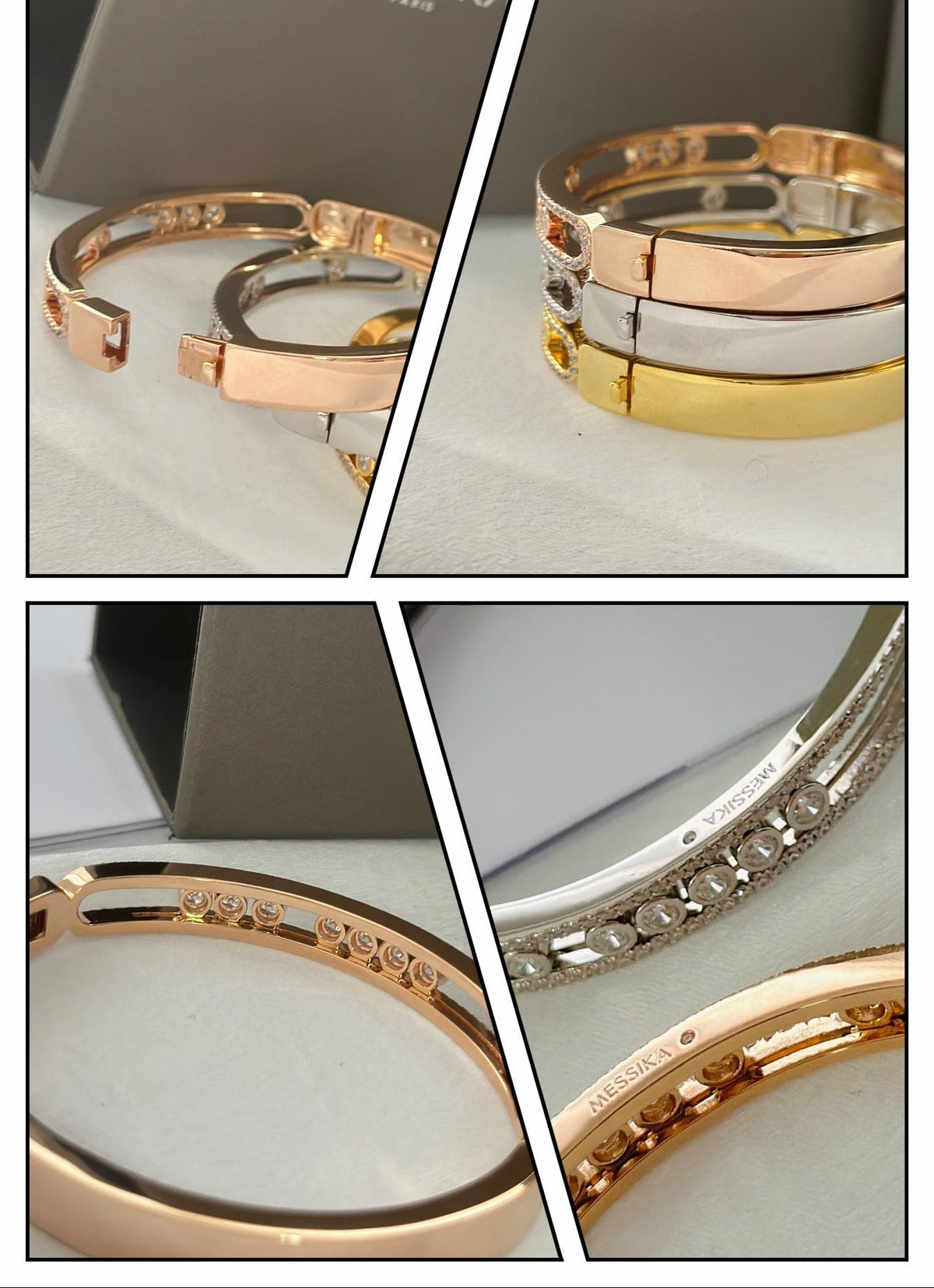 [Aura Jewelry]Move Classique 7‑Moving‑Diamond Bangle, Double‑Row Pavé Setting