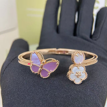 ¡®AuraJewelry¡¯Lucky Alhambra Butterfly & Clover Open Bangle,