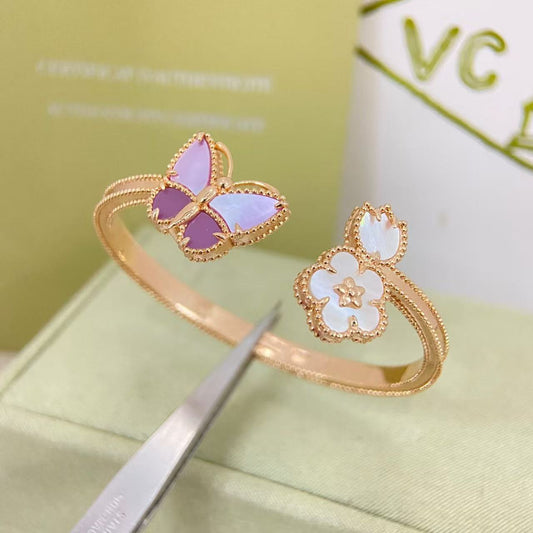 ¡®AuraJewelry¡¯Lucky Alhambra Butterfly & Clover Open Bangle,
