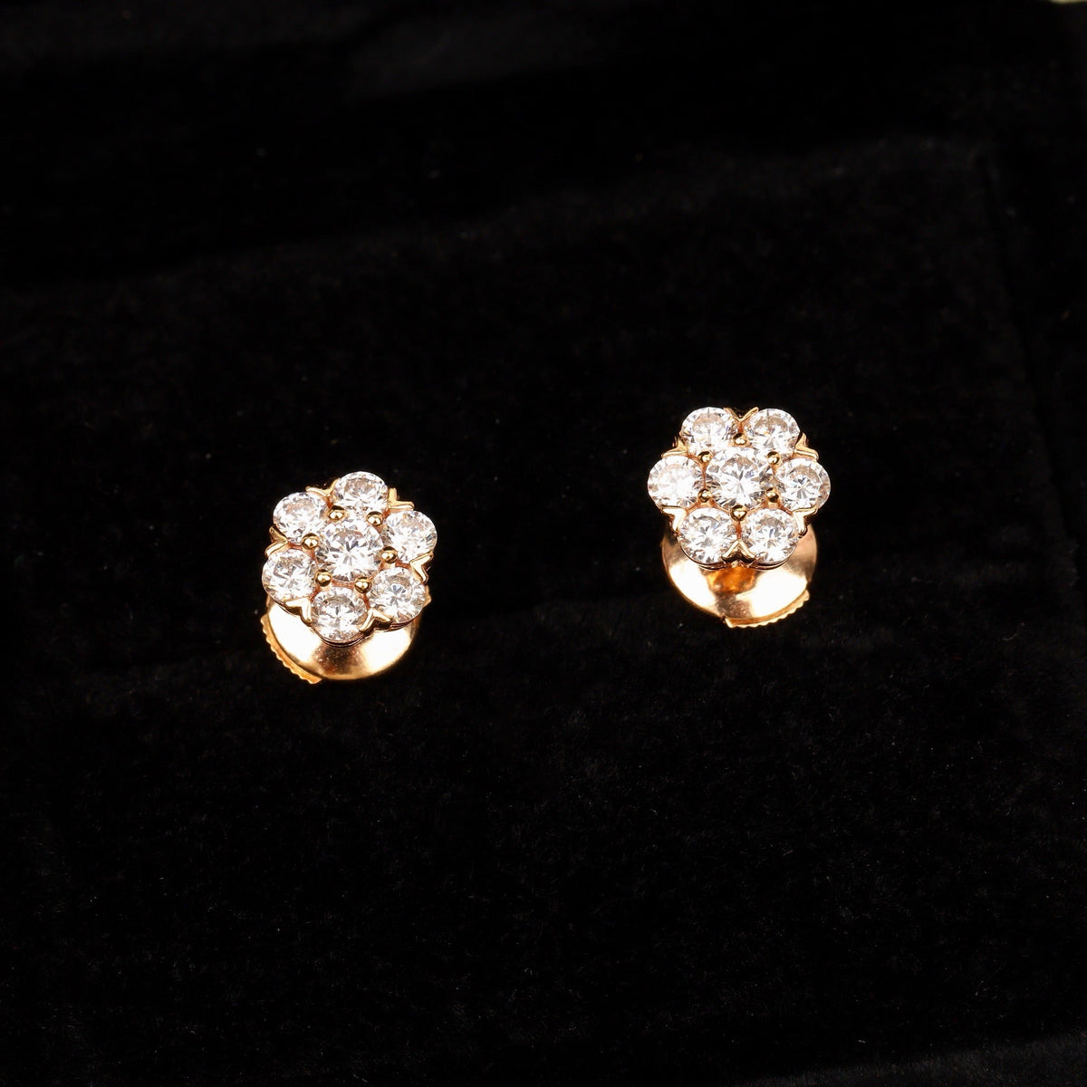 ¡®AuraJewelry¡¯Fleurette Stud Earrings, 18K Gold‑Plated, 7‑Stone