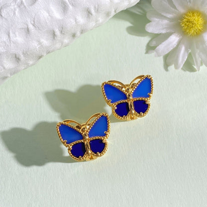 ¡®AuraJewelry¡¯ Sweet Alhambra Butterfly Earstuds, Blue Chalcedony