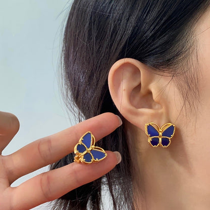 ¡®AuraJewelry¡¯ Sweet Alhambra Butterfly Earstuds, Blue Chalcedony