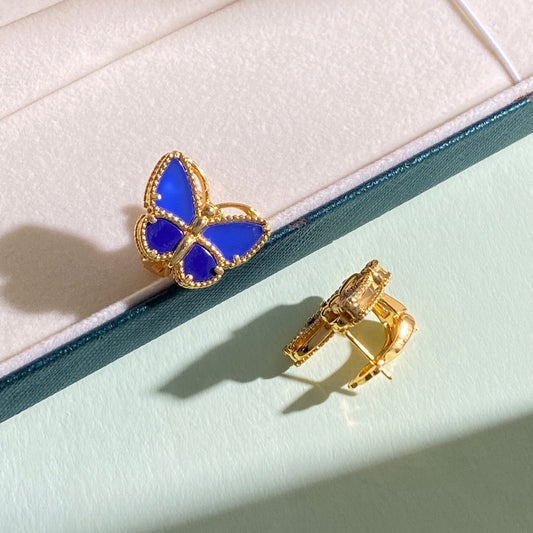 ¡®AuraJewelry¡¯ Sweet Alhambra Butterfly Earstuds, Blue Chalcedony