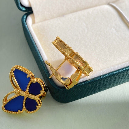 ¡®AuraJewelry¡¯ Sweet Alhambra Butterfly Earstuds, Blue Chalcedony