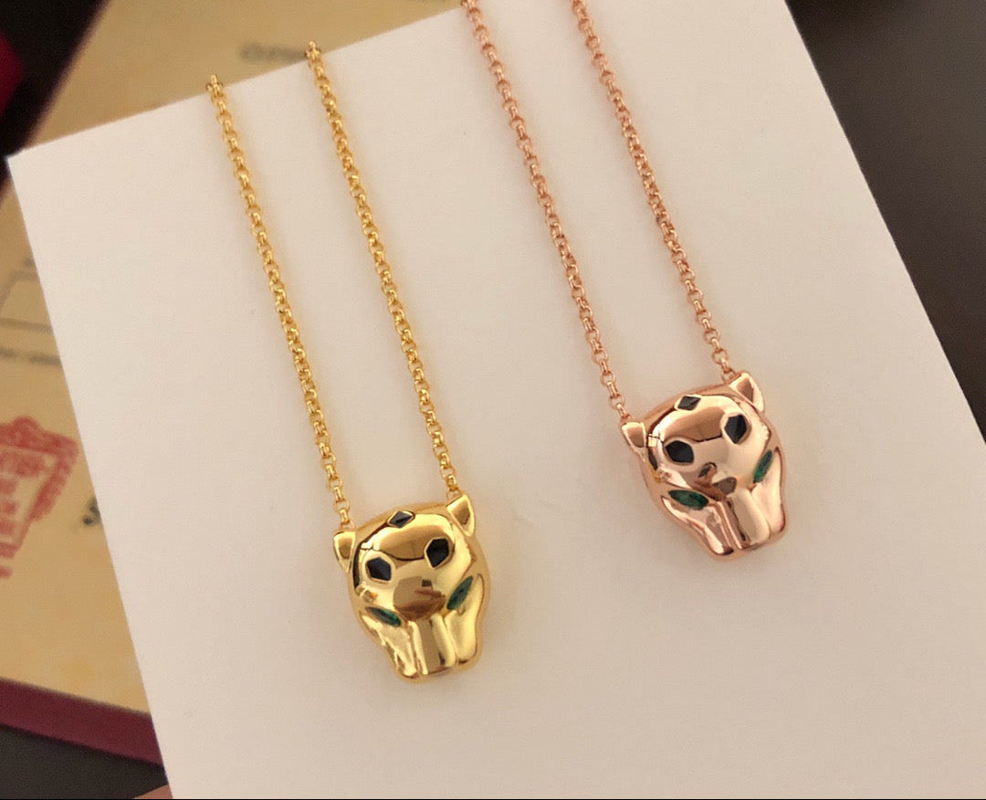 ¡®AuraJewelry¡¯Panthère de  Pendant Necklace, Panther‑Head Motif, Emerald Eyes,