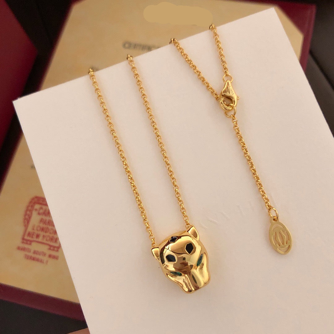 ¡®AuraJewelry¡¯Panthère de  Pendant Necklace, Panther‑Head Motif, Emerald Eyes,