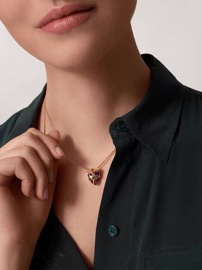 ¡®AuraJewelry¡¯Panthère de  Pendant Necklace, Panther‑Head Motif, Emerald Eyes,