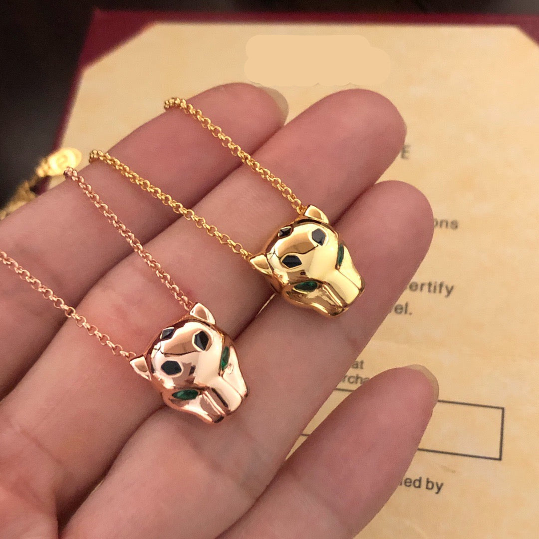 ¡®AuraJewelry¡¯Panthère de  Pendant Necklace, Panther‑Head Motif, Emerald Eyes,
