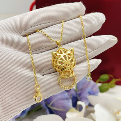 ¡®AuraJewelry¡¯Openwork Panther‑Head Doorknocker Necklace