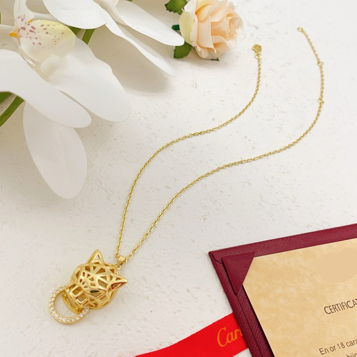 ¡®AuraJewelry¡¯Openwork Panther‑Head Doorknocker Necklace