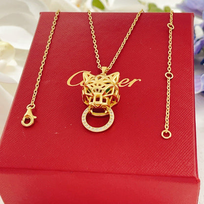 ¡®AuraJewelry¡¯Openwork Panther‑Head Doorknocker Necklace