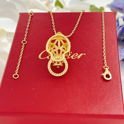 ¡®AuraJewelry¡¯Openwork Panther‑Head Doorknocker Necklace